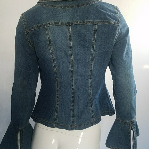 Cache Denim Ruffle Jacket sz 2 - Picture 2 of 5